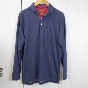 Johnnie-O Men's Wake  Blue Polo Shirt Longsleeve Soft Surf Shirt Sz.L